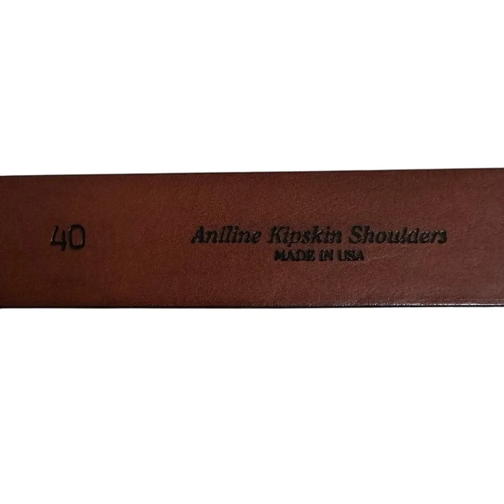 Johnston & Murphy‎ Belt Leather Brown Solid Brass Buckle Aniline Kipskin Size 40